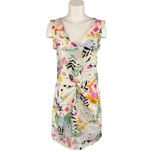 Thakoon White Floral Print Sleeveless Silk Sheath Mini Dress 6